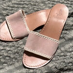 Syrenia Sorrento Pink Slide Sandals All leather Made in Italy Sz 41 10 or 10 1/2